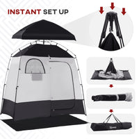 Outsunny Shower Tent, Pop Up Privacy Shelter For Camping, Dressing Changing Room, Portable Instant Outdoor Shower Tent Enclosure W 2 Rooms, Shower Bag, Floor And Carrying Bag, Black Black Taffeta