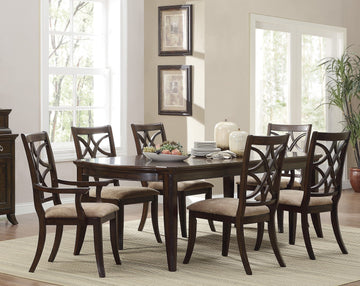 Cherry Finish Formal Dining 7Pc Set Dining Table W Extension Leaves 2X Armchairs And 4X Side Chairs Wooden Dining Room Furniture Fabric Upholstered Wood Cherry Seats 6 Wood Extendable Dining Table With Chair Wood