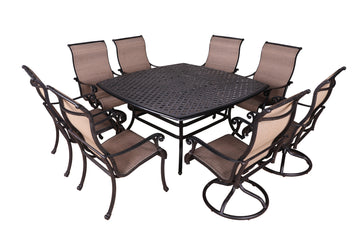 9 Piece Dining Set Antique Bronze Polyester Aluminum