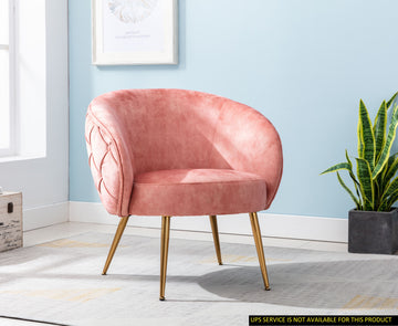 Gorgeous Living Room Accent Chair 1Pc Button Tufted Back Covering Rose Color Velvet Upholstered Metal Legs Rose Primary Living Space Ultra Modern Fabric