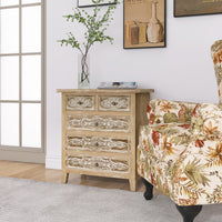 Hand Carved Accent Drawer With 5 Drawers Traditional Craftsman And Functionality Combined Antique Brown Wood