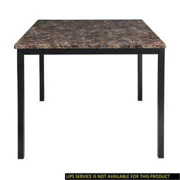 Counter Height Table 1Pc Metal Frame Faux Mable Top Square Transitional Dining Room Furniture Black Dining Room Metal
