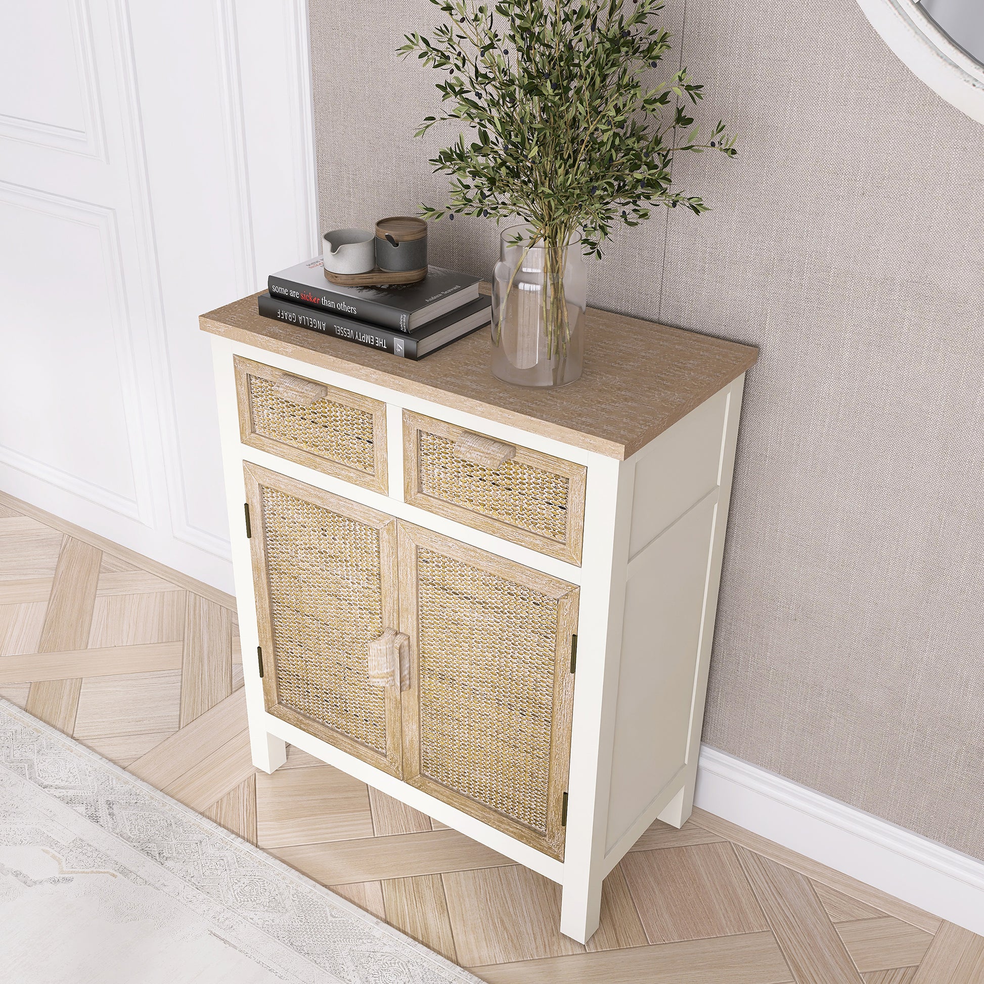 Accent Cabinet 1 2 Drawers Antique White Drawers Included Antique Mdf