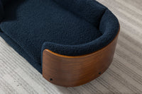 Scandinavian Style Elevated Dog Bed Pet Sofa With Solid Wood Legs And Walnut Bent Wood Back, Cashmere Cushion,Small Size Dark Blue Foam Solid Wood