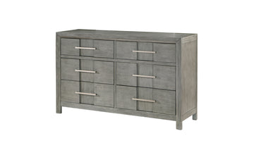 Kenzo Modern Style 6 Drawer Dresser Silver Coated Metal Handles Made With Wood In Gray Color Gray Bedroom Contemporary,Modern Solid Wood Mdf Wood