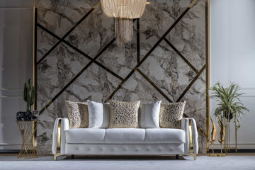 Lust Modern Style Sofa In Off White Off White Wood Primary Living Space Modern Upholstered Wood