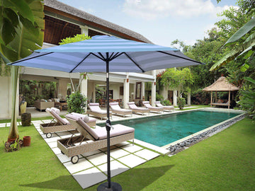 9Ft Umbrella Ice Blue Stripe Ice Blue Stripe Metal
