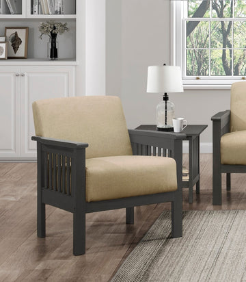 Light Brown Accent Chair 1Pc Solid Wood Frame Cushion Back Classic Living Room Furniture Antique Gray Wooden Light Brown Primary Living Space Classic,Transitional Rubberwood Solid Wood