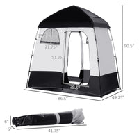 Outsunny Shower Tent, Pop Up Privacy Shelter For Camping, Dressing Changing Room, Portable Instant Outdoor Shower Tent Enclosure W 2 Rooms, Shower Bag, Floor And Carrying Bag, Black Black Taffeta