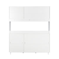 63" W Large Kitchen Hutch Cabinet, Freestanding Pantry Cabinets Storage Kitchen Cupboard With 4 Doors, 4 Drawers & Microwave Shelf, White White Mdf