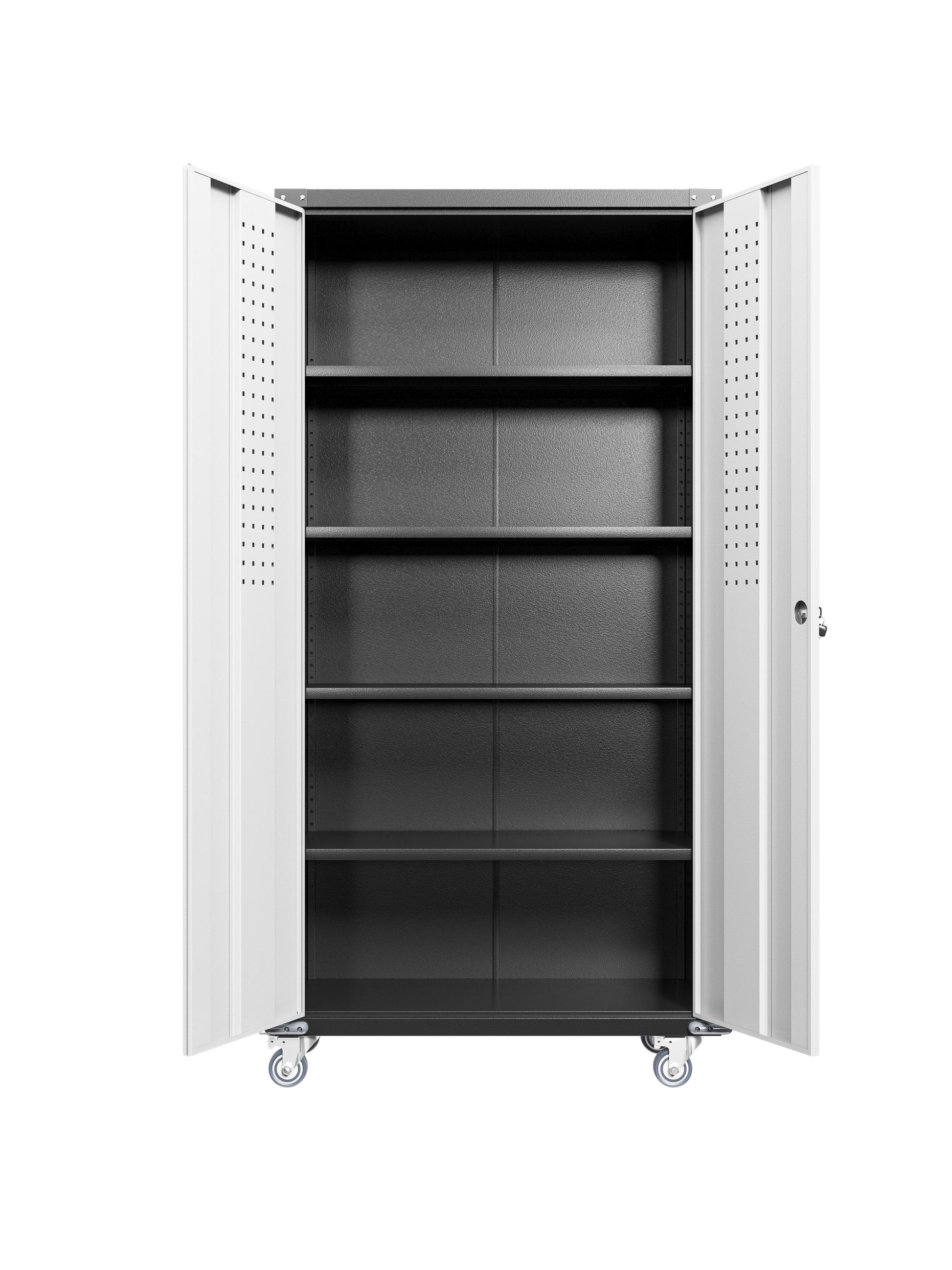 Garage Storage Cabinets With Locking Doors And 4 Adjustable Shelves Black White Metal