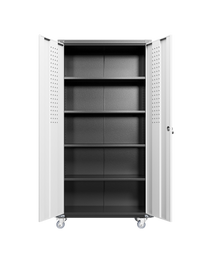 Garage Storage Cabinets With Locking Doors And 4 Adjustable Shelves Black White Metal