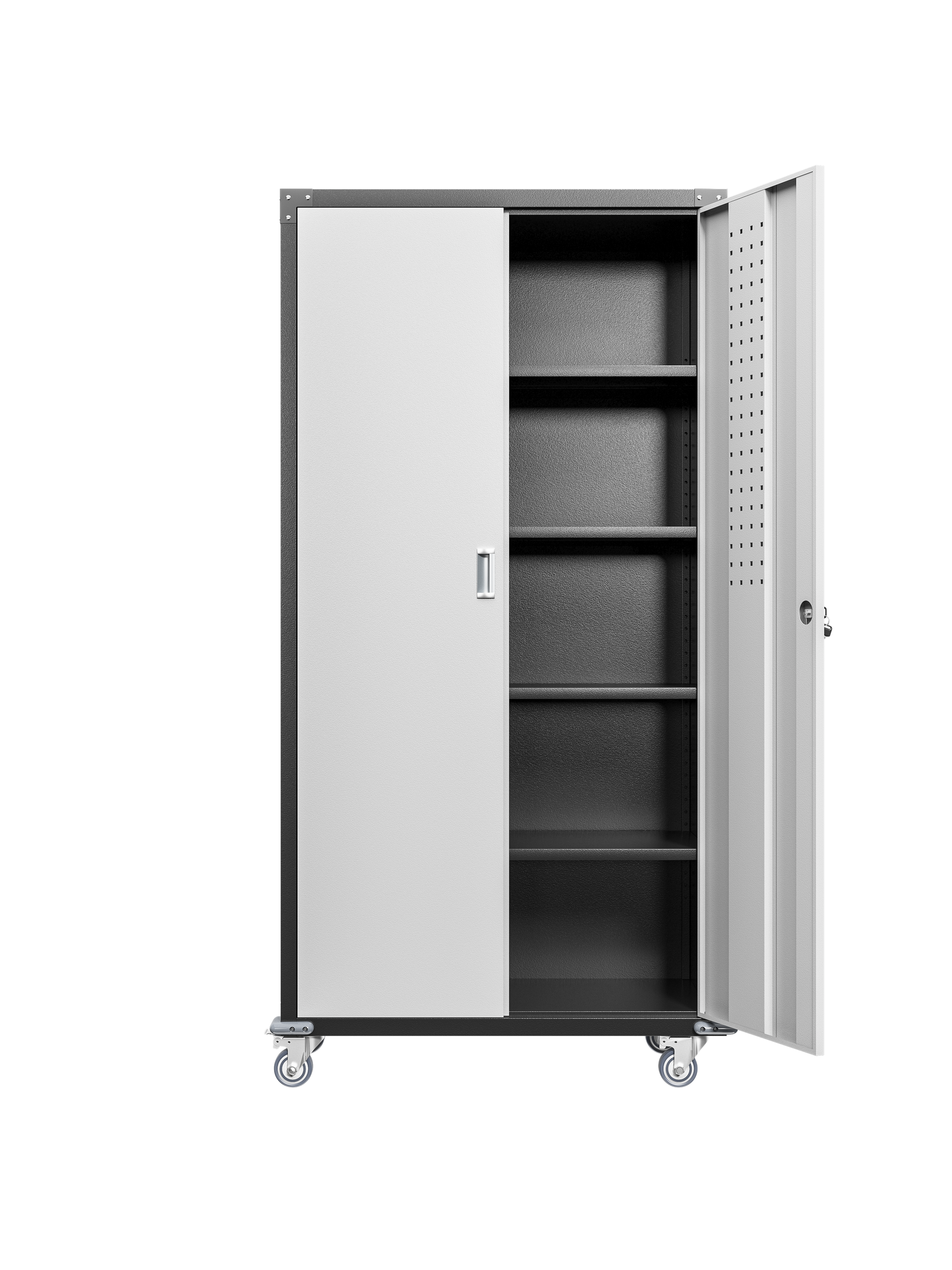 Garage Storage Cabinets With Locking Doors And 4 Adjustable Shelves Black White Metal