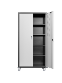 Garage Storage Cabinets With Locking Doors And 4 Adjustable Shelves Black White Metal