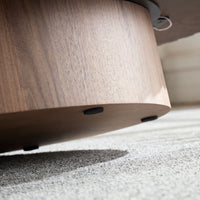 Modern Handcraft Drum Coffee Table Length 43.7 Inch Ellipse Coffee Table For Living Room,Oval Small Coffee Table With Sturdy Pedestal,Walnut Mdf Walnut Mdf