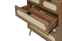 5 Drawer Cabinet, Accent Storage Cabinet, Suitable For Living Room, Bedroom, Dining Room, Study Walnut Mdf