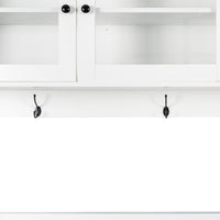 63" W Large Kitchen Hutch Cabinet, Freestanding Pantry Cabinets Storage Kitchen Cupboard With 4 Doors, 4 Drawers & Microwave Shelf, White White Mdf