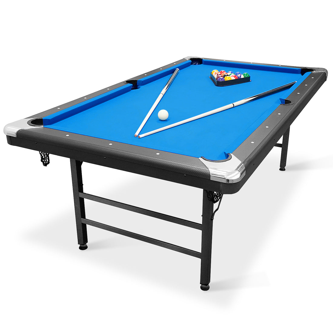 Billiards Table,Portable Pool Table, Includes Full Set Of Balls, 2 Cue Sticks, Chalk, And Felt Brush,Folding Pool Table,Simple Assembly Needed,Family Movement Indoor Fitness Black Blue Office Gym
