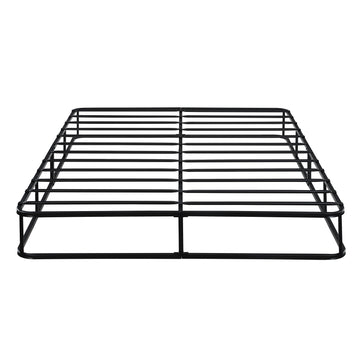 Full Mattress Foundation 1Pc Black Metal Frame With Textured Fabric Cover Full Black Bedroom Metal