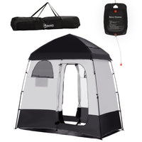 Outsunny Shower Tent, Pop Up Privacy Shelter For Camping, Dressing Changing Room, Portable Instant Outdoor Shower Tent Enclosure W 2 Rooms, Shower Bag, Floor And Carrying Bag, Black Black Taffeta