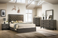 Contemporary 1Pc King Size Bed Bedroom Furniture Upholstered Headboard Rubberwood 1Pc Bedframe Gray Finish Box Spring Required California King Gray Wood Bedroom