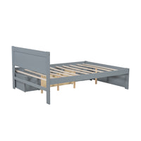 Full Size Platform Bed With Drawer And Two Shelves, Gray Expected Arrival Time: 10.28 Full Gray Mdf Lvl