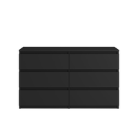 Black Large 6 Drawers Chest Of Drawer Dressers Table Black Bedroom American Design,American Traditional Particle Board Mdf