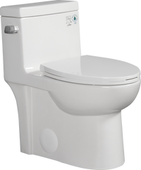 1.28 Gpf One Piece Toilet Single Flushwater Saving Elongated Comfort Height Floor Mounted, Soft Closing Seat, 1000 Gram Map Flushing Score Toilet, Gloss White 23T03 Gw White Ceramic