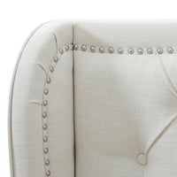 Marcella Upholstered Shelter Headboard Bed Set, California King, Antique White Polyester Box Spring Required California King Antique White Wood Foam Polyester Polyester