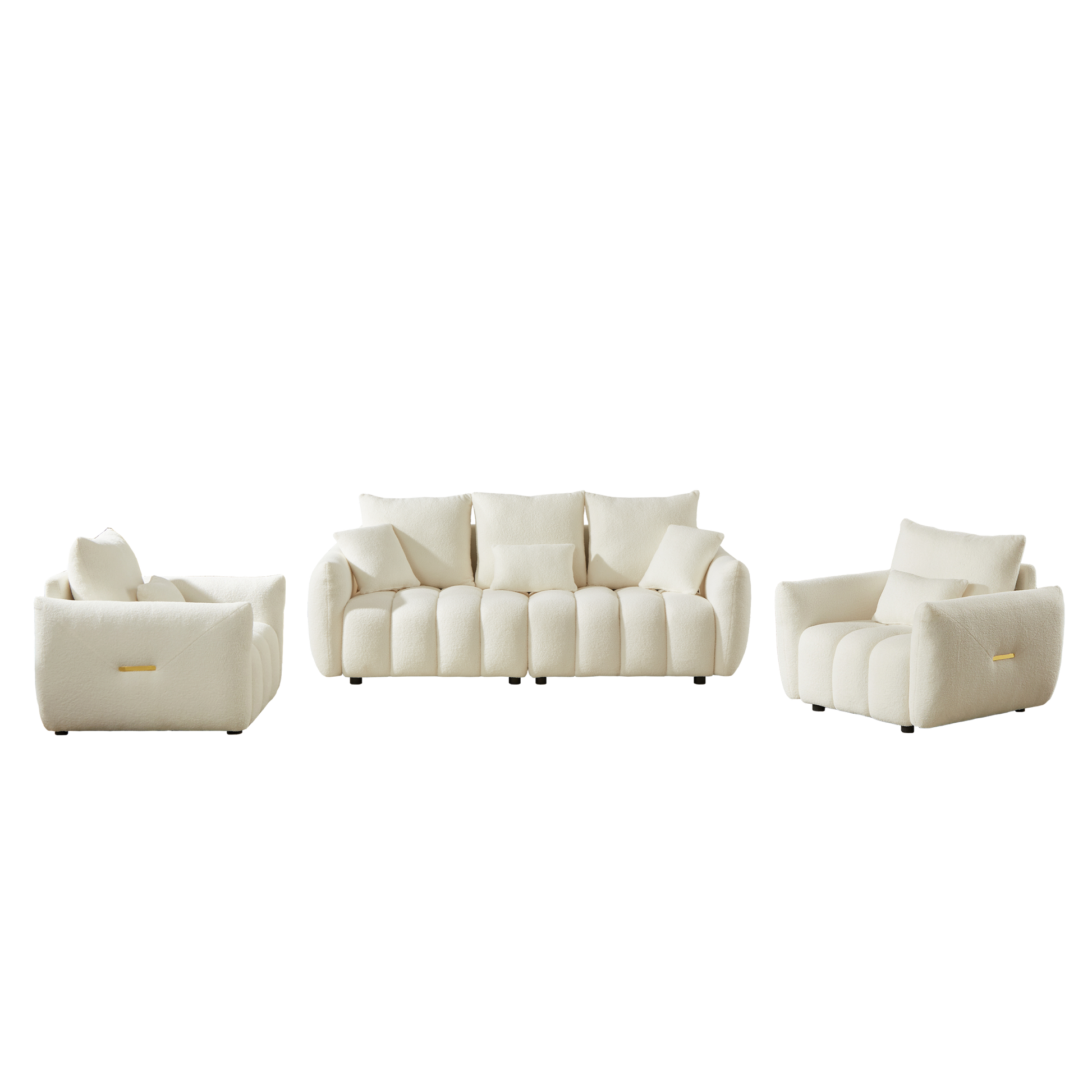 3 Seater 1 Seater 1 Seater, Combo Sofa Modern Living Room Sofa, Teddy Sofa, Wooden Frame, 5 Cushions, Apartment Sofa Furniture Beige Wood Primary Living Space Pine Foam Fabric 5 Seat