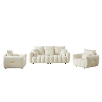 3 Seater 1 Seater 1 Seater, Combo Sofa Modern Living Room Sofa, Teddy Sofa, Wooden Frame, 5 Cushions, Apartment Sofa Furniture Beige Wood Primary Living Space Pine Foam Fabric 5 Seat