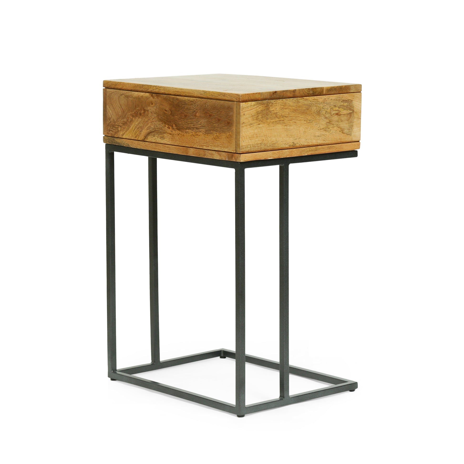 C Table Natural Grey Wood Metal