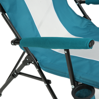 Steel Folding Mesh Quad Camping Chair, With Cup Holder, & Carry Bag Blue Red Seats 2 Steel