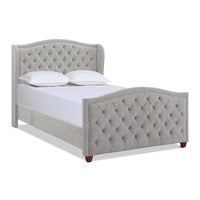 Marcella Upholstered Shelter Headboard Bed Set, Queen, Silver Grey Polyester Box Spring Required Queen Silver Grey Wood Foam Polyester Polyester