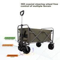 Outdoor Garden Park Utility Kids Wagon Portable Beach Trolley Cart Camping Foldable With Big Wheels Folding Wagon Army Green Garden & Outdoor Fabric Steel