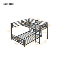 L Shaped Metal Twin Over Full Size Bunk Bed, Black Box Spring Not Required Black Metal Metal