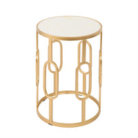 Drexel 16" Side Table White Gold Metal Stone