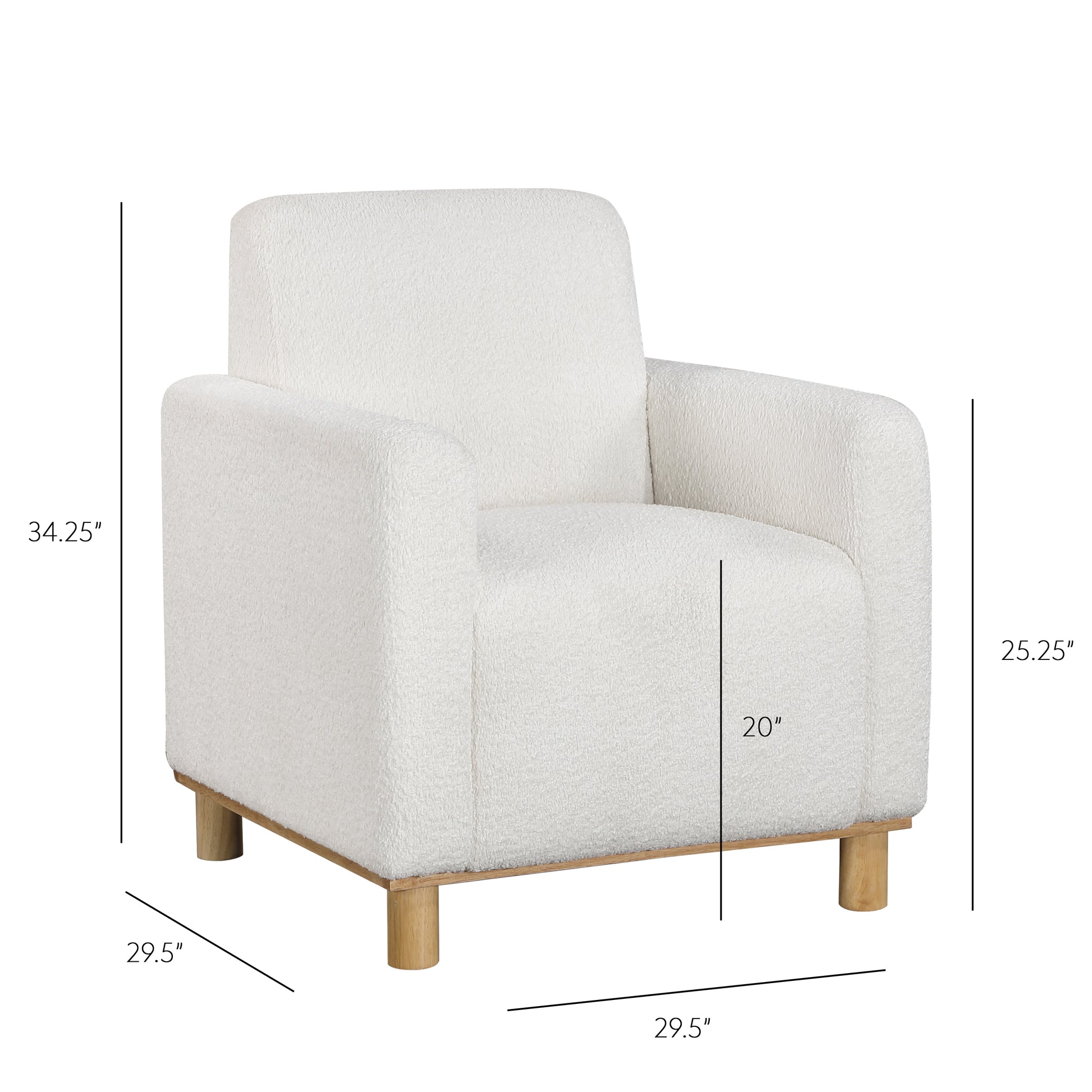 Mason White Boucle Fabric Arm Chair White Foam Boucle