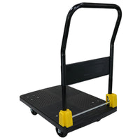 Foldable Platform Push Hand Truck Cart, 440 Lbs. Weight Capacity, 2 Swivel Brake Wheels Black Metal