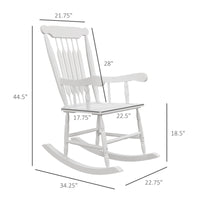 Outsunny Outdoor Wood Rocking Chairs Set Of 2, 350 Lbs. Porch Rockers With High Back For Garden, Patio, Balcony, White White Wood