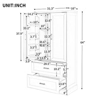 Tall Bathroom Storage Cabinet, Cabinet With Two Doors And Drawers, Adjustable Shelf, Mdf Board, White White Mdf