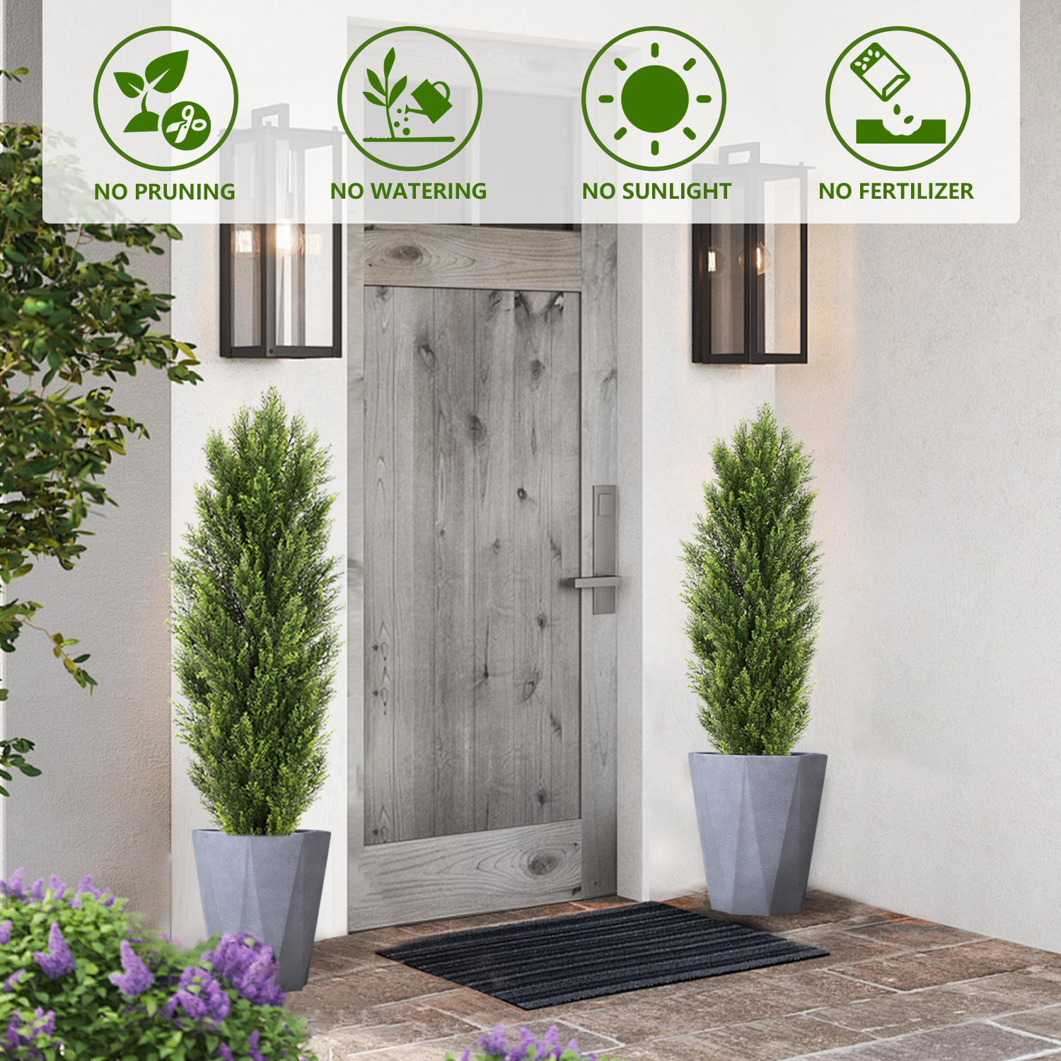 Christmas Like Artificial Cedar Cypress Plants Faux Boxwood Pine Greenery Trees Plantas Artificiales For Decor Green Plastic