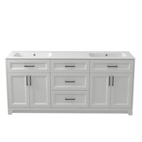 Solid Wood 72 Inch Bathroom Vanity With Double Sink Combo, Modern Vanity Cabinet With 4 Soft Closing Doors & 3 Full Extension Dovetail Drawers White 3 White 4 4 48 In & Above 32 To 35 In Soft Close Doors Bathroom Freestanding Luxury,Modern 20 25 Inches