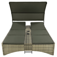 Patio Daybed Outdoor Daybed Outdoor Rattan Sun Lounger With Shelter Roof With Adjustable Backrest, Storage Box And 2 Cup Holders For Patio, Balcony, Poolside,Grey Yes Grey Seats 2 Water Resistant Frame Water Resistant Cushion Garden & Outdoor Sectional