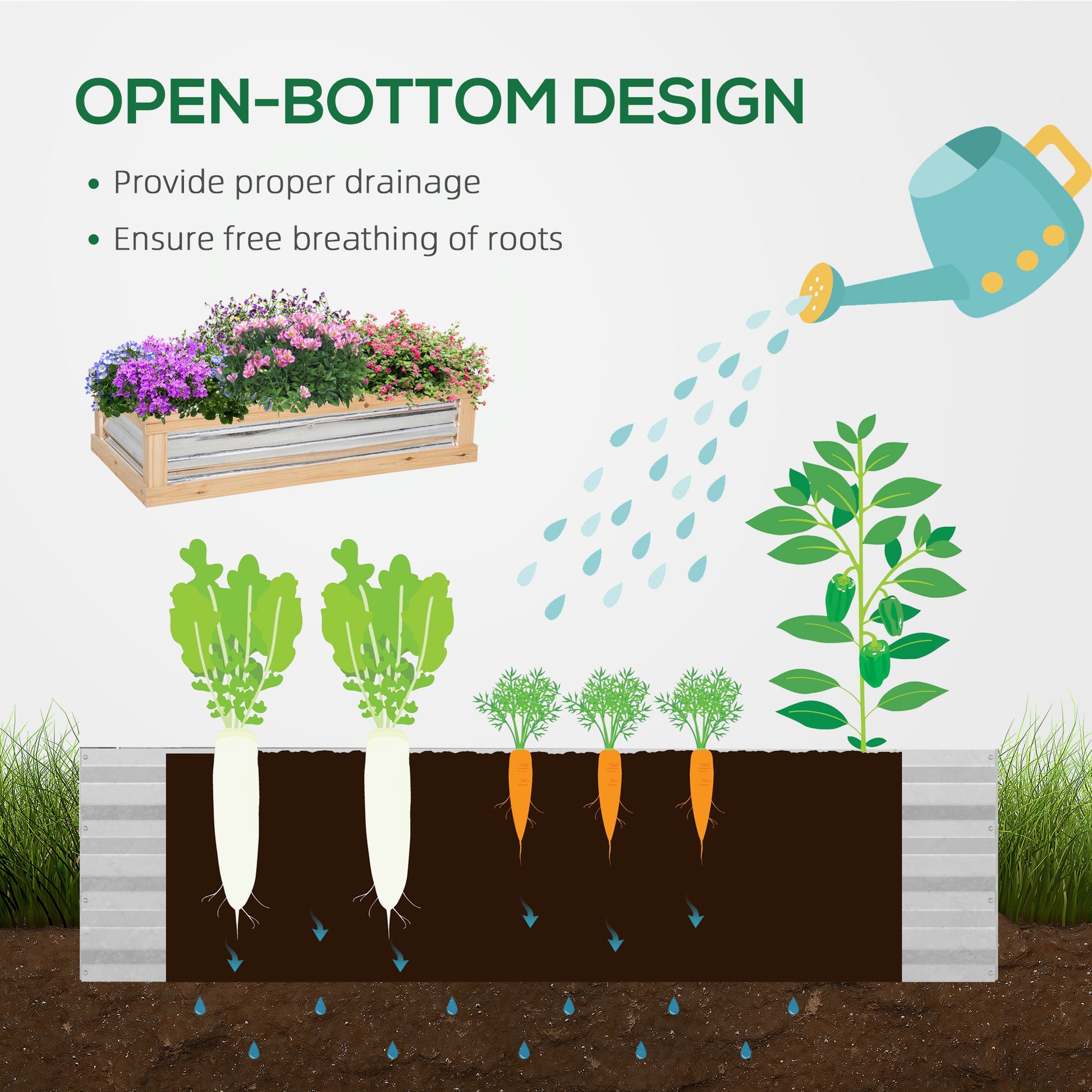 Outsunny Raised Garden Bed With Polycarbonate Greenhouse, Wooden Garden Cold Frame Greenhouse, Flower Planter Protection, 48" X 24" X 32", Natural Natural Wood Wood
