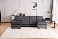 U Shaped Profile Sofa, Including Two Single Seats And Two Chaise, Modular Sofa, Corduroy Sofa Grey Foam Corduroy 4 Seat