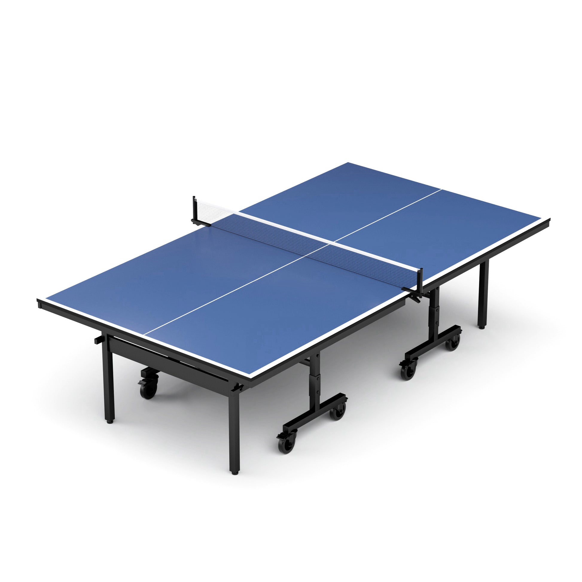 Table Tennis Table 15Mm Professional Mdf Indoor Table Tennis Table With Table Tennis Net And Bats Etc. Quick Assembly, Single Training Table, 108"L X 60"W X 30"H Black Blue Mdf Steel