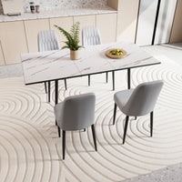 An Expandable Dining Table Set For 2 6 People, Equipped With Pu Fabric Thick Cushioned Dining Chairs And An Elegant And Spacious Dining Tablekitchen Table And Chair Set, With Black Metal Legs Grey