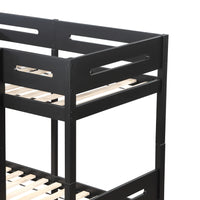 Black Twin Twin Bunk Bed With Ladder Black Bedroom Wood