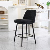 Counter Height Swivel Bar Stools Set Of 2, 360 Swivel Upholstered Barstools With Back And Metal Legs, 25.6" Seat Height,Counter Stools For Kitchen Island And Pub,Linen Cloth,Black Linen. Black Set